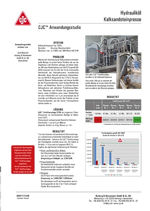 Anwendungsstudie, Hydrauliköl pflegen, Kalksandsteinpresse Anwendungsstudie, Hydrauliköl pflegen, Kalksandsteinpresse