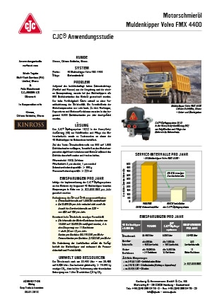 Anwendungsstudie, Motorschmieröl-Feinfiltration, Muldenkipper Volvo FMX 4400 Anwendungsstudie, Motorschmieröl-Feinfiltration, Muldenkipper, Volvo FMX 4400