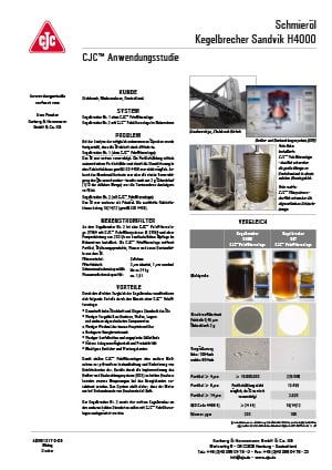 Anwendungsstudie, Schmieröl Filtration, Kegelbrecher Sandvik H4000 Anwendungsstudie, Schmieröl Filtration, Kegelbrecher Sandvik H4000