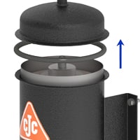 Togliere la campana del filtro, sostituire cartucce di filtrante CJC 15/25