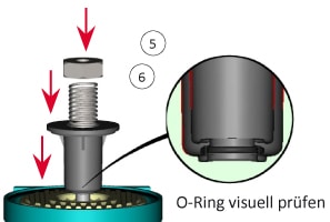 Assemble spring sleeve, compression spring and tightening nut.