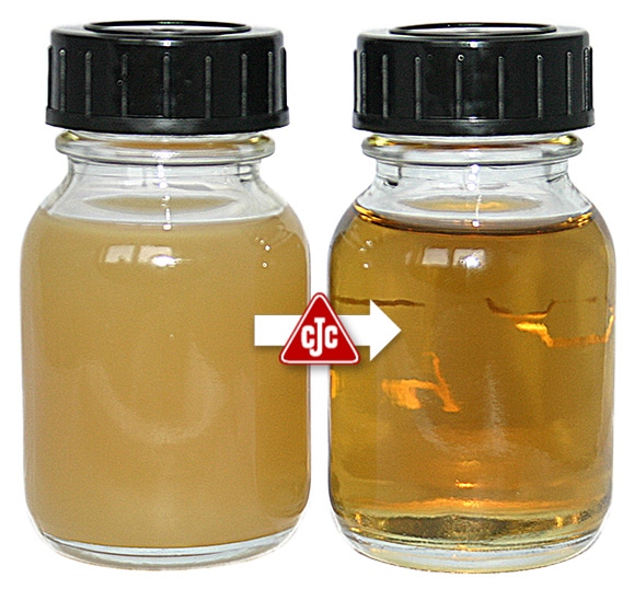 oil samples before and with cjc oil filter, dry and clean insulation