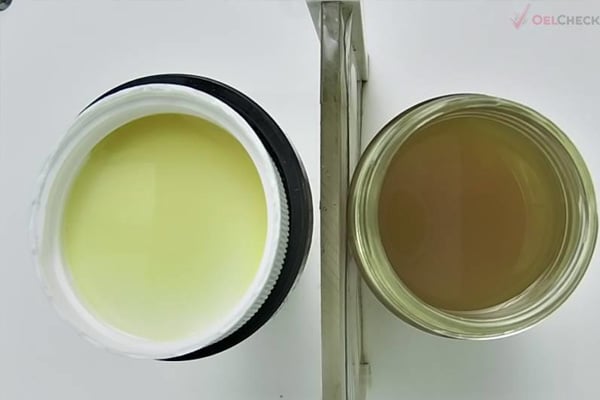 Oil sample of the gear oil, previously without care gear oil maintenance, thruster, harbour tug
