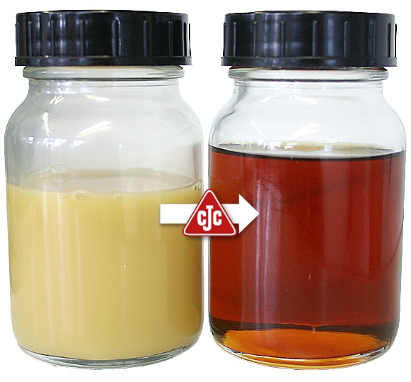 oil samples without and with CJC, desorber-filter-unit D30CU, separation of oil-water emulsions, oil recovery